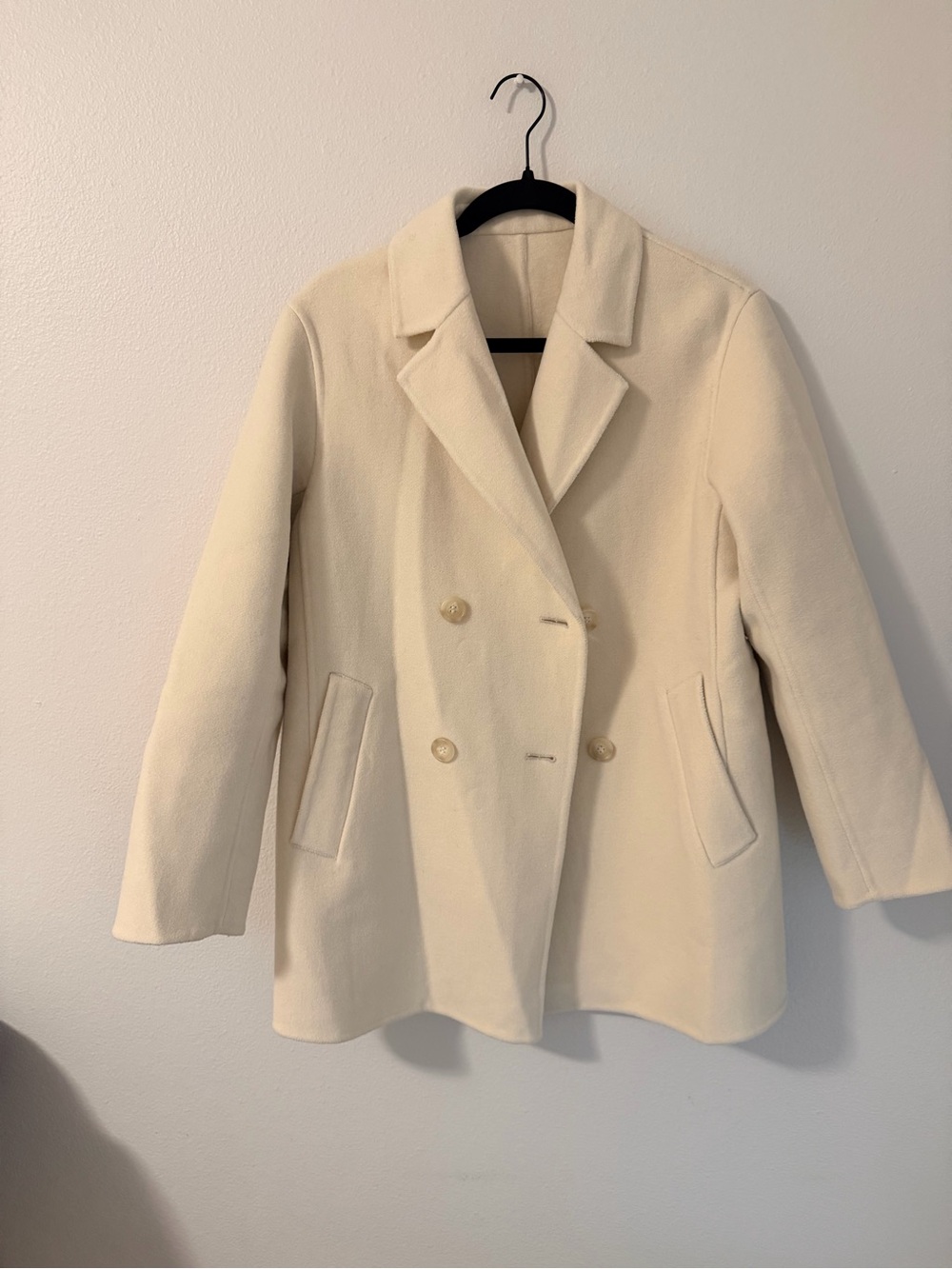 Uniqlo Cream Double-Breasted Peacoat